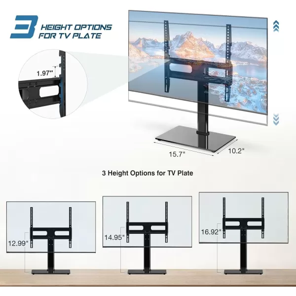 Sweetcrispy Universal TV Stand Base  Table Top TV Stand for 2655 inch LCD LED TVs  Height Adjustable TV Mount Stands with Tempered Glass Base VESA 400x400mm Holds up to 99lbs