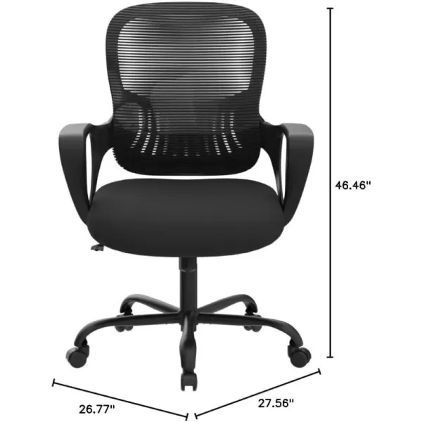 Sweetcrispy Ergonomic Home Computer Comfortable Armrests Mesh Wheels Office Desk MidBack Task Chair with Lumbar Support Black