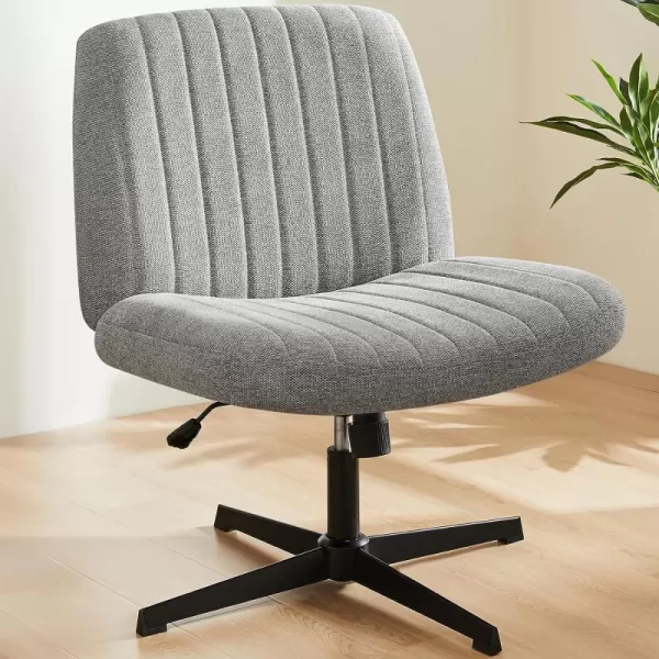 Sweetcrispy Office Chair No Wheels  Armless Desk Chair No Wheels Cross Legged Office Chair Wide Swivel Home Office Desk ChairsGrey