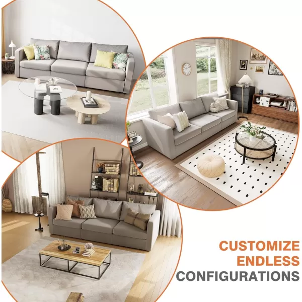 Sweetcrispy Convertible Modular Sectional Sofa 3 Seat Sectional Couches for Living Room Basic Shape Modern Fabric Modular Sofa Sleeper with Double Chaise for Home Apartment Dorm GreyGrey