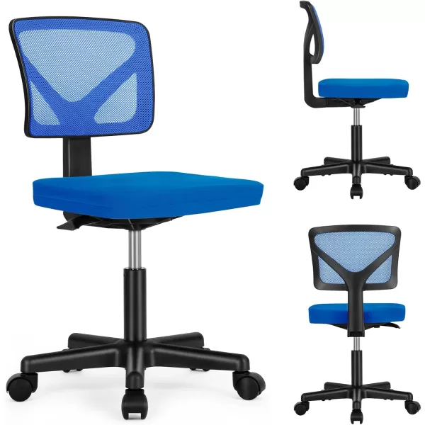 imageSweetcrispy Armless Desk Chairs Ergonomic Low Back Computer Chair No Arms Adjustable Rolling Mesh Task Work Swivel Chairs with Wheels Work Vanity Chair for Small Spaces Home Bedroom Study BlackBlue