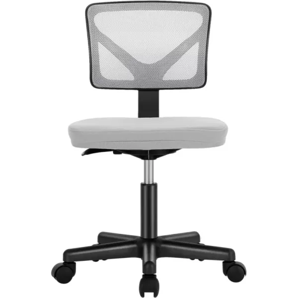 imageSweetcrispy Armless Desk Chairs Ergonomic Low Back Computer Chair No Arms Adjustable Rolling Mesh Task Work Swivel Chairs with Wheels Work Vanity Chair for Small Spaces Home Bedroom Study BlackGrey