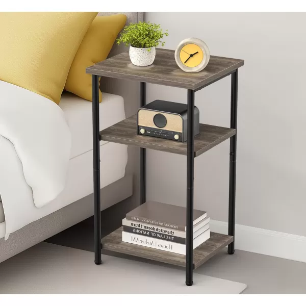 imageSweetcrispy 3Tier End Table Set of 2 Side Table with Adjustable Feet Small Nightstand SpaceSaving for Bedroom Living Room Office GreyGrey