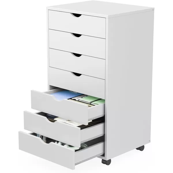 imageSweetcrispy 5 Drawer Chest Dressers Storage Cabinets Wooden Dresser Mobile Cabinet with Wheels Room Organizer Small Drawers Wood Organization Furniture for Office Home White WoodWhite