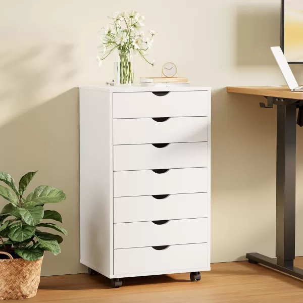 imageSweetcrispy 5 Drawer Chest Dressers Storage Cabinets Wooden Dresser Mobile Cabinet with Wheels Room Organizer Small Drawers Wood Organization Furniture for Office Home White WoodWhite