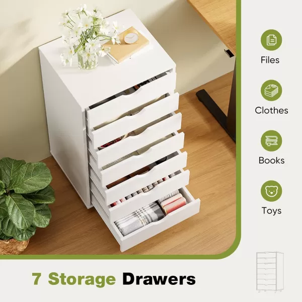 imageSweetcrispy 5 Drawer Chest Dressers Storage Cabinets Wooden Dresser Mobile Cabinet with Wheels Room Organizer Small Drawers Wood Organization Furniture for Office Home White WoodWhite