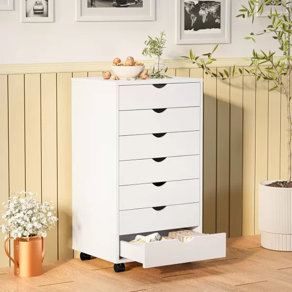 imageSweetcrispy 5 Drawer Chest Dressers Storage Cabinets Wooden Dresser Mobile Cabinet with Wheels Room Organizer Small Drawers Wood Organization Furniture for Office Home White WoodWhite