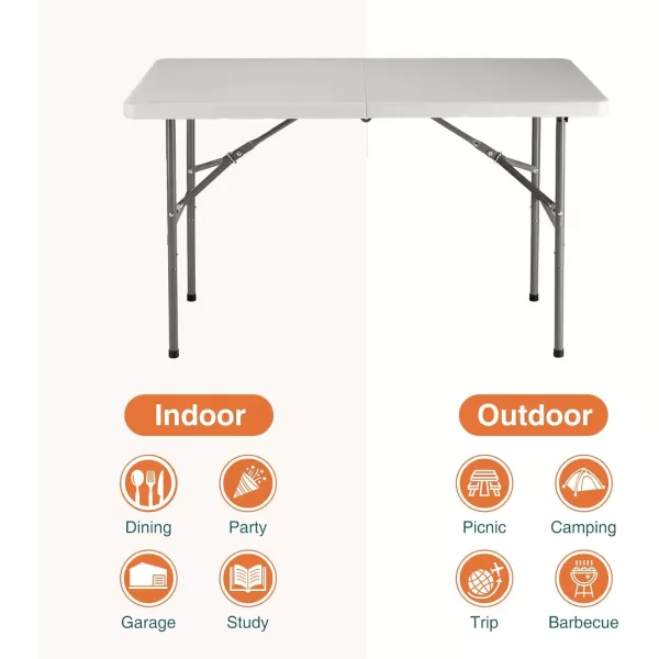 imageSweetcrispy 6ft Plastic Folding Table Outdoor Indoor Heavy Duty Portable Table with Carrying Handle for Camping Picnic Party4FT 48x23