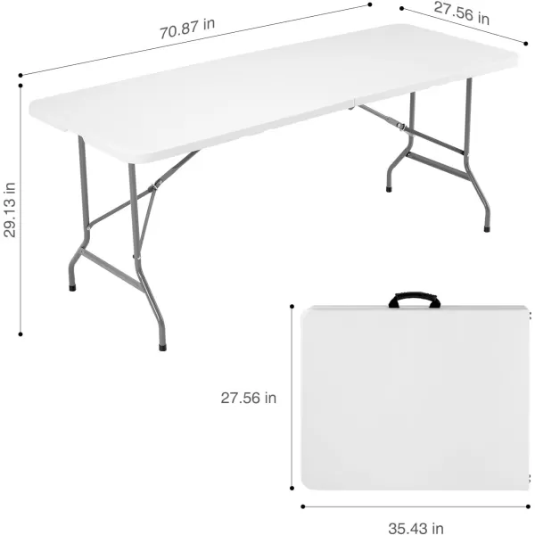 imageSweetcrispy 6ft Plastic Folding Table Outdoor Indoor Heavy Duty Portable Table with Carrying Handle for Camping Picnic Party6FT 70x27