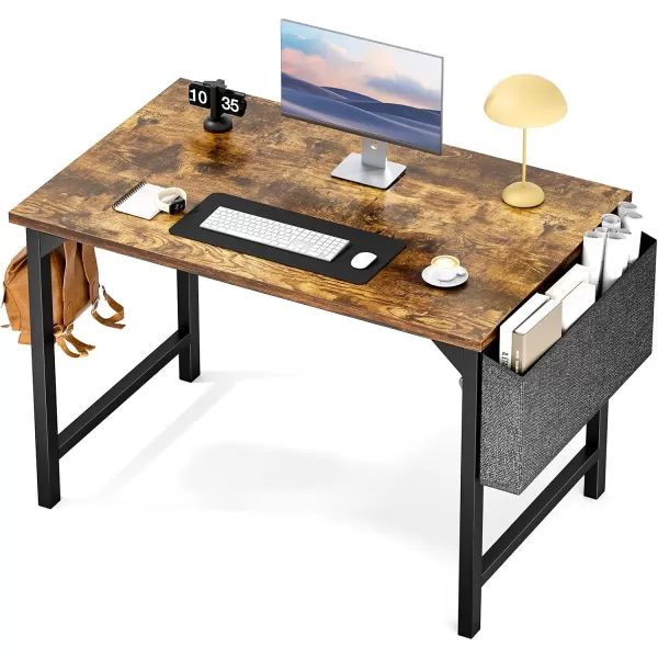 imageSweetcrispy Computer Desk  32 Inch Small Office Writing Work Study Kids Student Teacher Home Bedroom Table Storage Bag Headphone Hooks ampamp no Wheels  WhiteRustic Brown