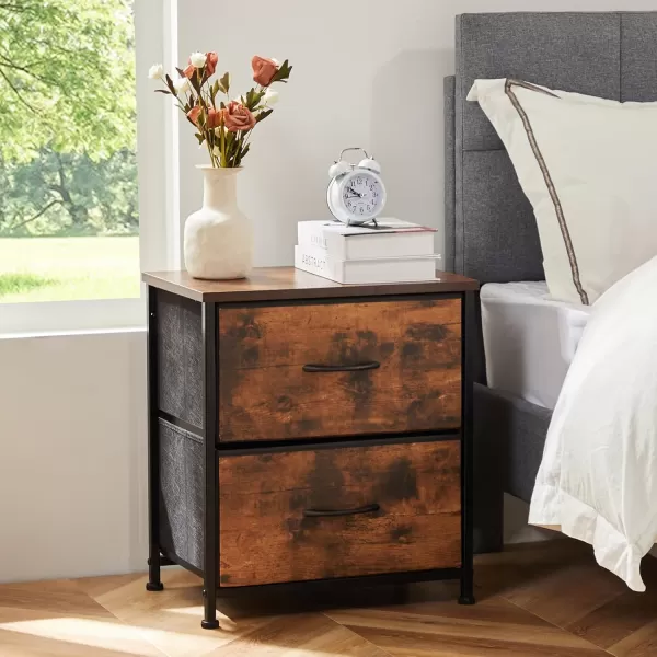 imageSweetcrispy Nightstand with 2 Storage Drawers 20quot Height Small Bed Side Furniture End Table Wooden Top Fabric Cabinet Kids Night Stand Mini Dresser for Bedroom Closet Entryway DormBrown