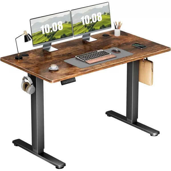imageSweetcrispy Standing Desk Adjustable Height 63inch Electric Sit Stand up Desk for Home Office Modern Rising Work Table for Computer Laptop Lift Gaming Desk Sturdy Ergonomic Workstation Rust BrownRustic Brown