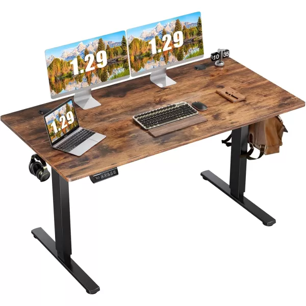 imageSweetcrispy Standing Desk Adjustable Height 63inch Electric Sit Stand up Desk for Home Office Modern Rising Work Table for Computer Laptop Lift Gaming Desk Sturdy Ergonomic Workstation Rust BrownRustic Brown