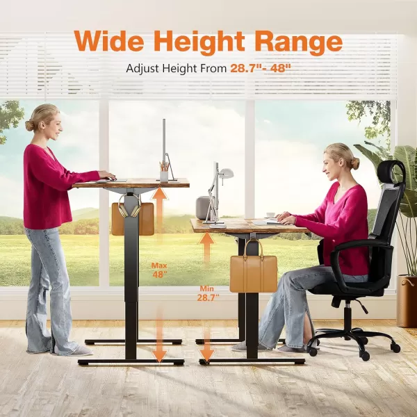imageSweetcrispy Standing Desk Adjustable Height 63inch Electric Sit Stand up Desk for Home Office Modern Rising Work Table for Computer Laptop Lift Gaming Desk Sturdy Ergonomic Workstation Rust BrownRustic Brown