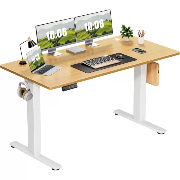 imageSweetcrispy Standing Desk Adjustable Height 63inch Electric Sit Stand up Desk for Home Office Modern Rising Work Table for Computer Laptop Lift Gaming Desk Sturdy Ergonomic Workstation Rust BrownNature