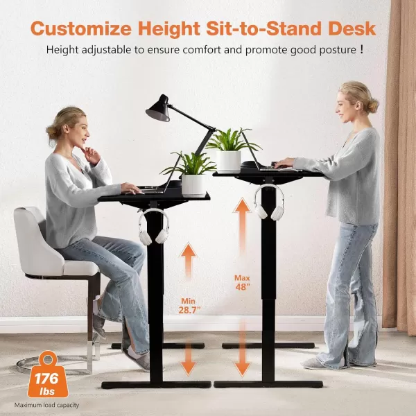 imageSweetcrispy Standing Desk Adjustable Height 63inch Electric Sit Stand up Desk for Home Office Modern Rising Work Table for Computer Laptop Lift Gaming Desk Sturdy Ergonomic Workstation Rust BrownBlack