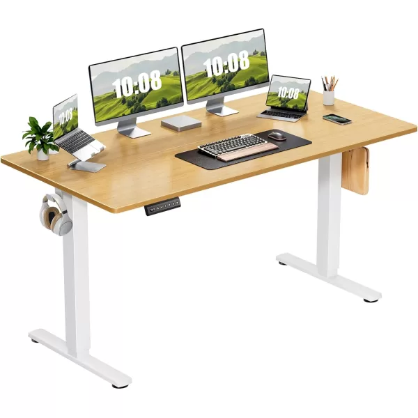 imageSweetcrispy Standing Desk Adjustable Height 63inch Electric Sit Stand up Desk for Home Office Modern Rising Work Table for Computer Laptop Lift Gaming Desk Sturdy Ergonomic Workstation Rust BrownNature