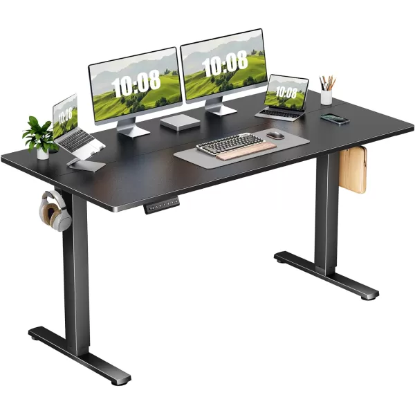 imageSweetcrispy Standing Desk Adjustable Height 63inch Electric Sit Stand up Desk for Home Office Modern Rising Work Table for Computer Laptop Lift Gaming Desk Sturdy Ergonomic Workstation Rust BrownBlack