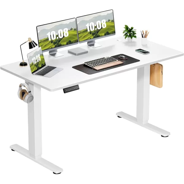 imageSweetcrispy Standing Desk Adjustable Height 63inch Electric Sit Stand up Desk for Home Office Modern Rising Work Table for Computer Laptop Lift Gaming Desk Sturdy Ergonomic Workstation Rust BrownWhite