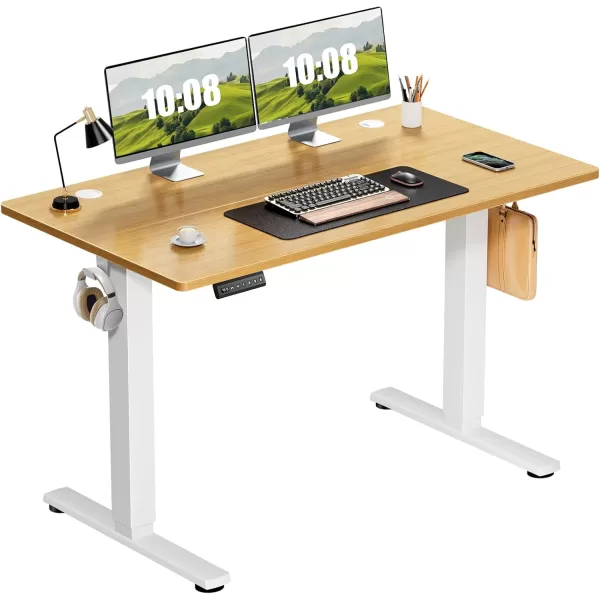 imageSweetcrispy Standing Desk Adjustable Height 63inch Electric Sit Stand up Desk for Home Office Modern Rising Work Table for Computer Laptop Lift Gaming Desk Sturdy Ergonomic Workstation Rust BrownNature