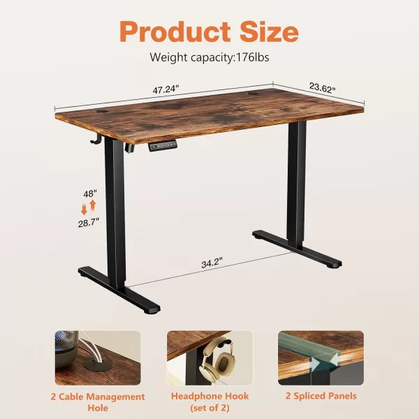 imageSweetcrispy Standing Desk Adjustable Height 63inch Electric Sit Stand up Desk for Home Office Modern Rising Work Table for Computer Laptop Lift Gaming Desk Sturdy Ergonomic Workstation Rust BrownRustic Brown