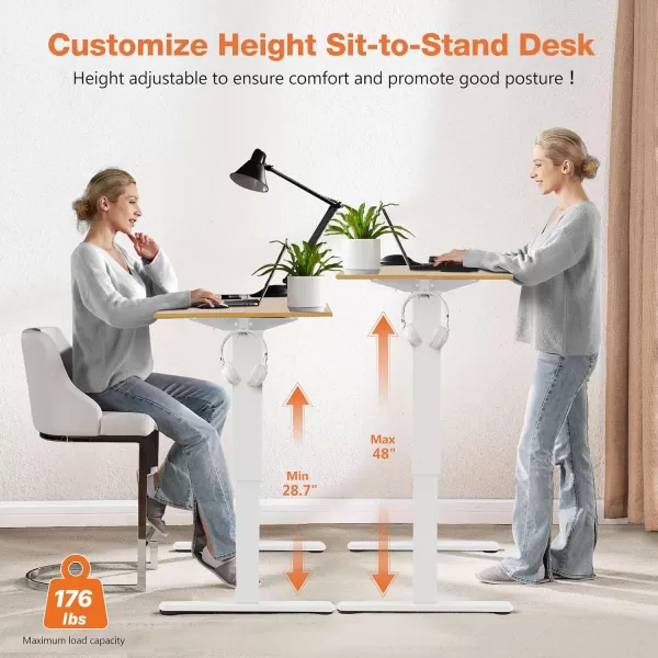 imageSweetcrispy Standing Desk Adjustable Height 63inch Electric Sit Stand up Desk for Home Office Modern Rising Work Table for Computer Laptop Lift Gaming Desk Sturdy Ergonomic Workstation Rust BrownNature