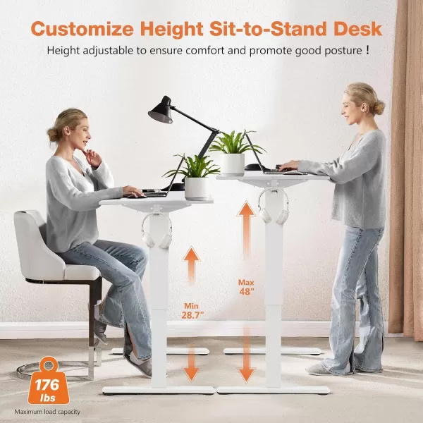 imageSweetcrispy Standing Desk Adjustable Height 63inch Electric Sit Stand up Desk for Home Office Modern Rising Work Table for Computer Laptop Lift Gaming Desk Sturdy Ergonomic Workstation Rust BrownWhite