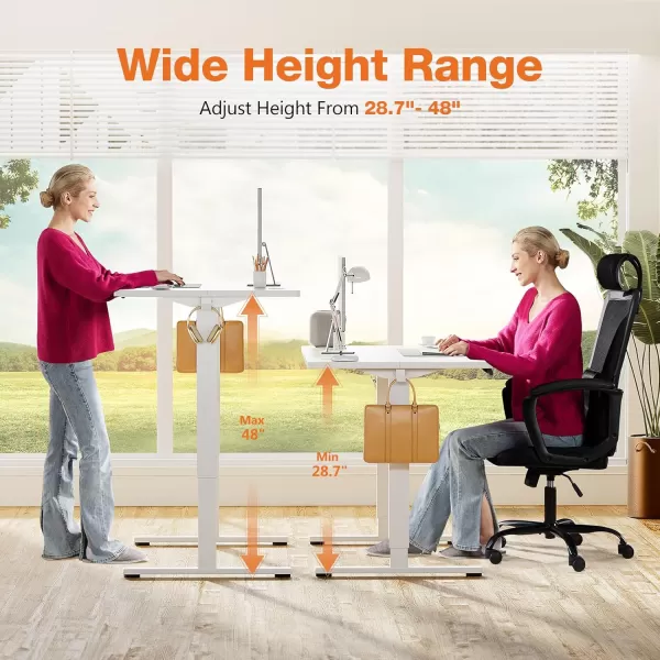 imageSweetcrispy Standing Desk Adjustable Height 63inch Electric Sit Stand up Desk for Home Office Modern Rising Work Table for Computer Laptop Lift Gaming Desk Sturdy Ergonomic Workstation Rust BrownWhite