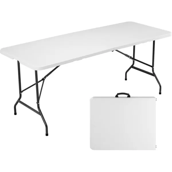 imageSweetcrispy 6ft Plastic Folding Table Outdoor Indoor Heavy Duty Portable Table with Carrying Handle for Camping Picnic Party6FT 70x27