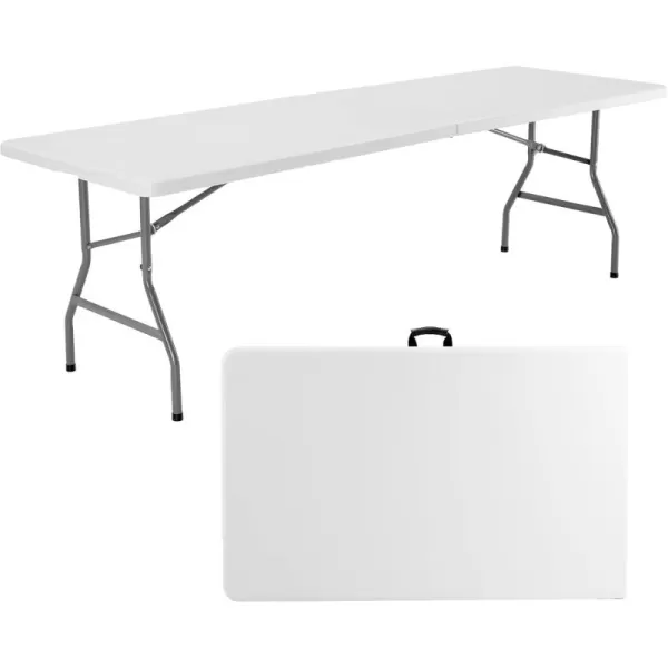 imageSweetcrispy 6ft Plastic Folding Table Outdoor Indoor Heavy Duty Portable Table with Carrying Handle for Camping Picnic Party8FT