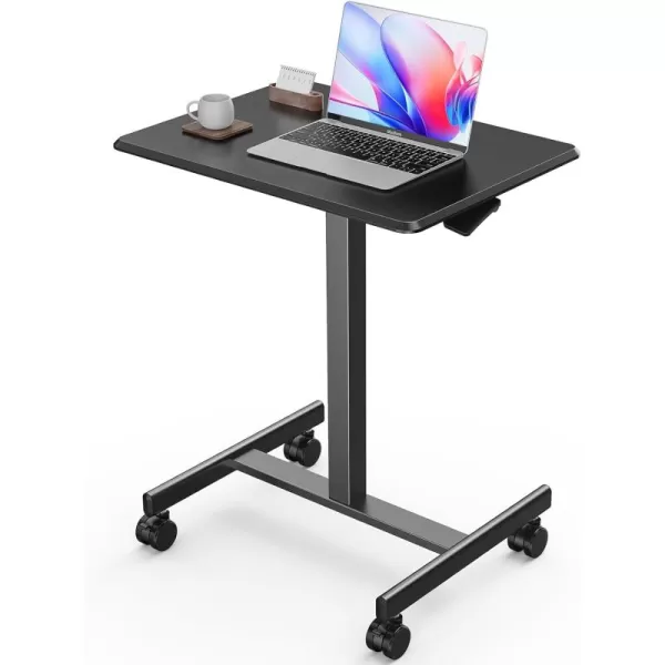 imageSweetcrispy Mobile Small Stading Desk  Sit Stand Desk Portable Rolling Laptop Desk with Lockable Wheels Computer Workstations Adjustable Height WhiteModern Black