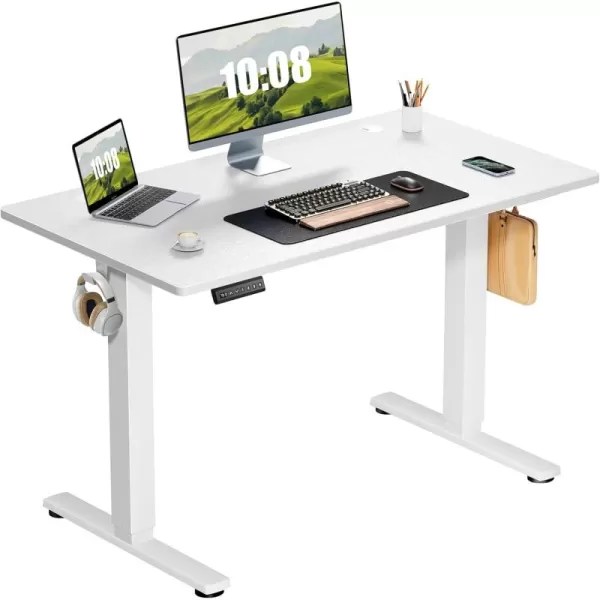 imageSweetcrispy Standing Desk Adjustable Height 63inch Electric Sit Stand up Desk for Home Office Modern Rising Work Table for Computer Laptop Lift Gaming Desk Sturdy Ergonomic Workstation Rust BrownWhite