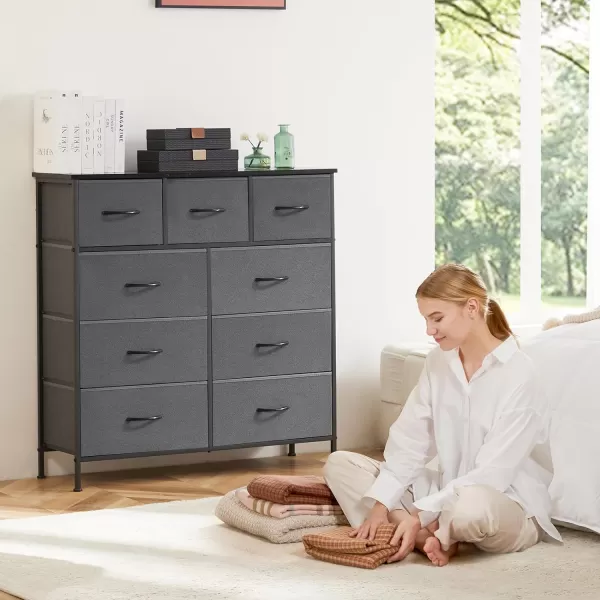imageSweetcrispy Dresser Dresser for Bedroom Drawer Organizer Storage Drawers Fabric Storage Tower with 8 Drawers Chest of Drawers with Steel Frame Wood Top for Nursery Living Room ClosetGrey