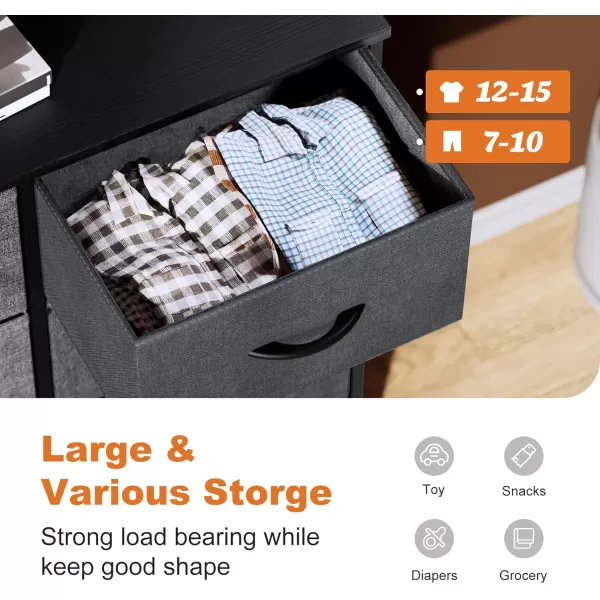 imageSweetcrispy Dresser Dresser for Bedroom Drawer Organizer Storage Drawers Fabric Storage Tower with 8 Drawers Chest of Drawers with Steel Frame Wood Top for Nursery Living Room ClosetGrey