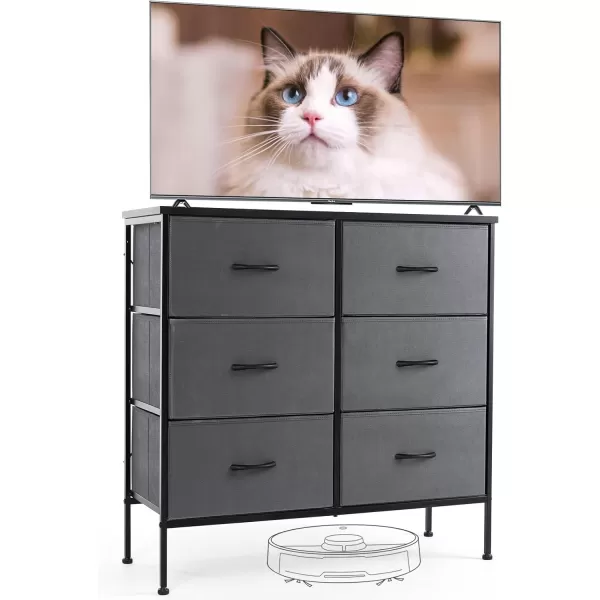 imageSweetcrispy Dresser Dresser for Bedroom Drawer Organizer Storage Drawers Fabric Storage Tower with 8 Drawers Chest of Drawers with Steel Frame Wood Top for Nursery Living Room ClosetGrey