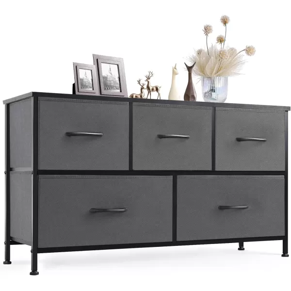 imageSweetcrispy Dresser Dresser for Bedroom Drawer Organizer Storage Drawers Fabric Storage Tower with 8 Drawers Chest of Drawers with Steel Frame Wood Top for Nursery Living Room ClosetGrey