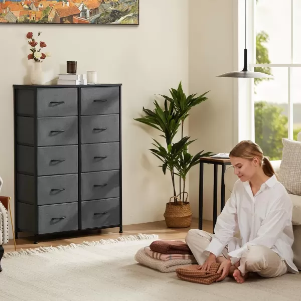 imageSweetcrispy Dresser Dresser for Bedroom Drawer Organizer Storage Drawers Fabric Storage Tower with 8 Drawers Chest of Drawers with Steel Frame Wood Top for Nursery Living Room ClosetGrey