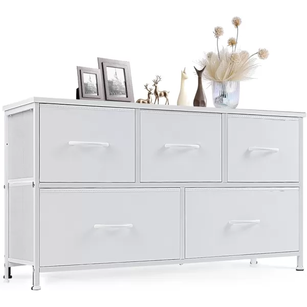 imageSweetcrispy Dresser Dresser for Bedroom Drawer Organizer Storage Drawers Fabric Storage Tower with 8 Drawers Chest of Drawers with Steel Frame Wood Top for Nursery Living Room ClosetWhite