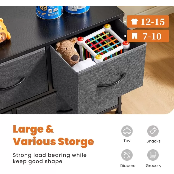 imageSweetcrispy Dresser Dresser for Bedroom Drawer Organizer Storage Drawers Fabric Storage Tower with 8 Drawers Chest of Drawers with Steel Frame Wood Top for Nursery Living Room ClosetGrey