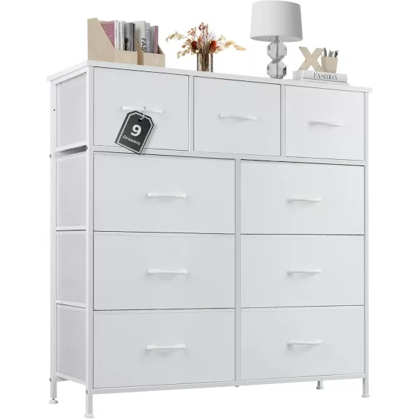 imageSweetcrispy Dresser Dresser for Bedroom Drawer Organizer Storage Drawers Fabric Storage Tower with 8 Drawers Chest of Drawers with Steel Frame Wood Top for Nursery Living Room ClosetWhite