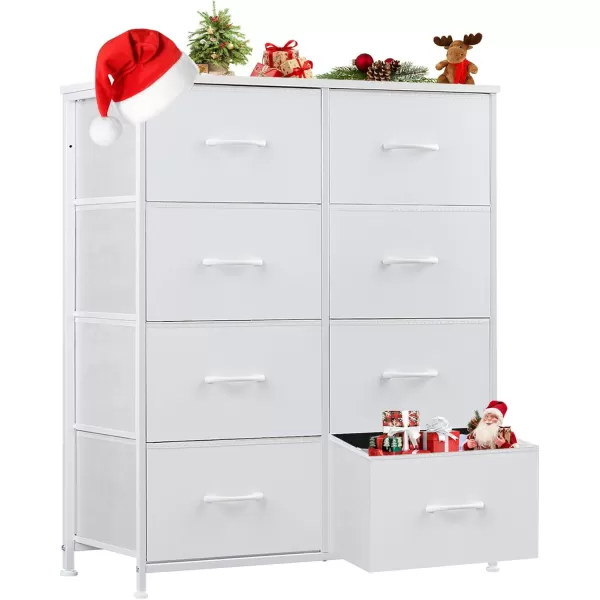 imageSweetcrispy Dresser Dresser for Bedroom Drawer Organizer Storage Drawers Fabric Storage Tower with 8 Drawers Chest of Drawers with Steel Frame Wood Top for Nursery Living Room ClosetWhite