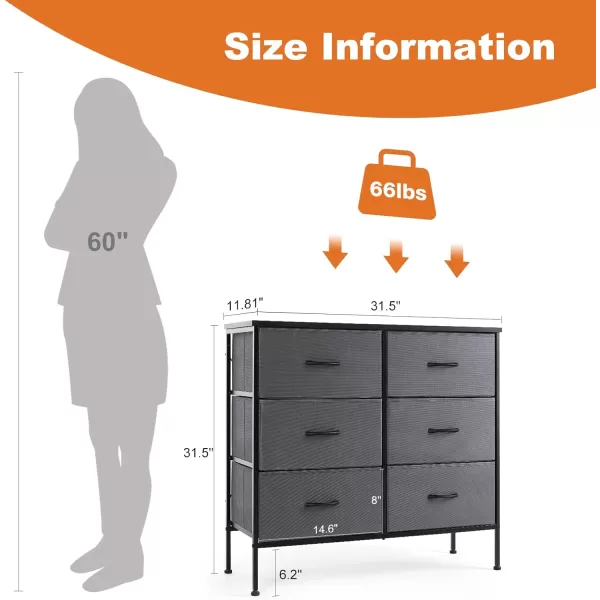 imageSweetcrispy Dresser Dresser for Bedroom Drawer Organizer Storage Drawers Fabric Storage Tower with 8 Drawers Chest of Drawers with Steel Frame Wood Top for Nursery Living Room ClosetGrey