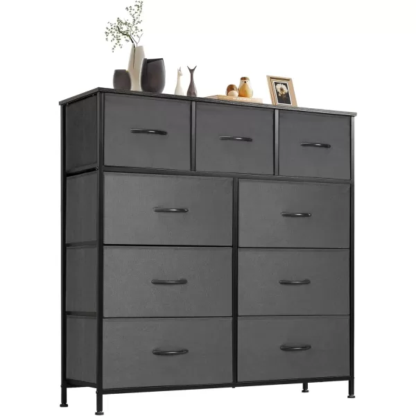 imageSweetcrispy Dresser Dresser for Bedroom Drawer Organizer Storage Drawers Fabric Storage Tower with 8 Drawers Chest of Drawers with Steel Frame Wood Top for Nursery Living Room ClosetGrey