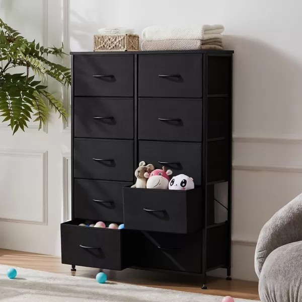 imageSweetcrispy Dresser Dresser for Bedroom Drawer Organizer Storage Drawers Fabric Storage Tower with 8 Drawers Chest of Drawers with Steel Frame Wood Top for Nursery Living Room ClosetBlack