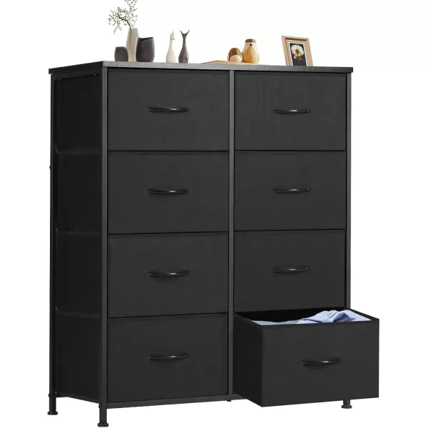 imageSweetcrispy Dresser Dresser for Bedroom Drawer Organizer Storage Drawers Fabric Storage Tower with 8 Drawers Chest of Drawers with Steel Frame Wood Top for Nursery Living Room ClosetBlack