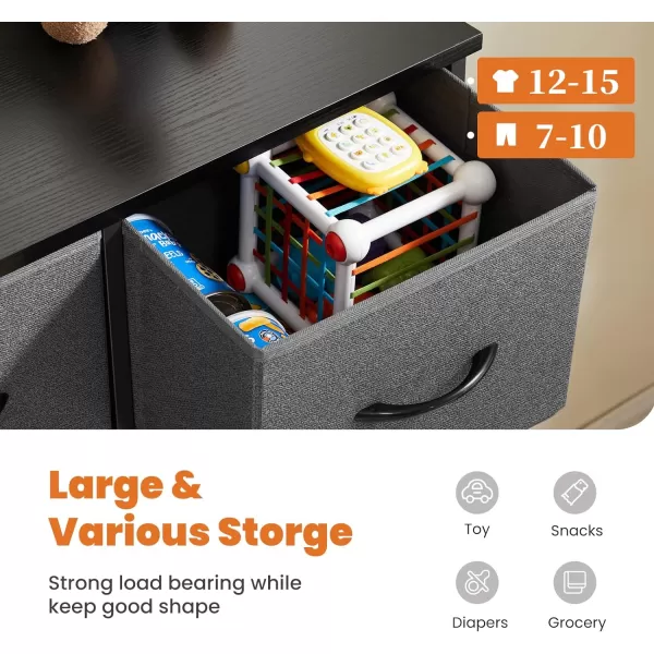 imageSweetcrispy Dresser Dresser for Bedroom Drawer Organizer Storage Drawers Fabric Storage Tower with 8 Drawers Chest of Drawers with Steel Frame Wood Top for Nursery Living Room ClosetGrey