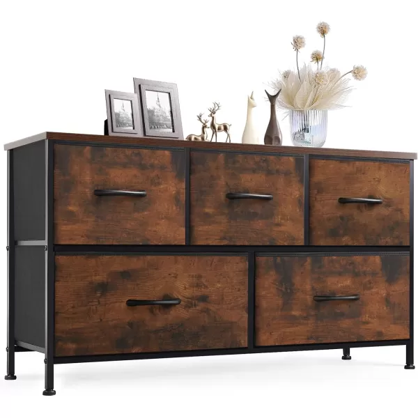 imageSweetcrispy Dresser Dresser for Bedroom Drawer Organizer Storage Drawers Fabric Storage Tower with 8 Drawers Chest of Drawers with Steel Frame Wood Top for Nursery Living Room ClosetRust Brown