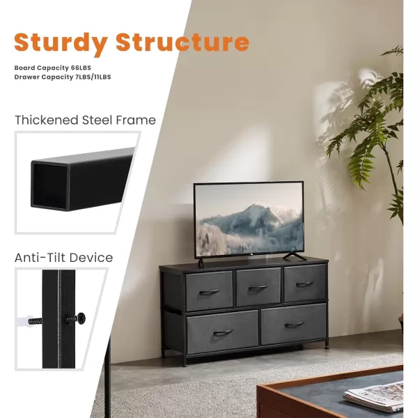 imageSweetcrispy Dresser Dresser for Bedroom Drawer Organizer Storage Drawers Fabric Storage Tower with 8 Drawers Chest of Drawers with Steel Frame Wood Top for Nursery Living Room ClosetGrey