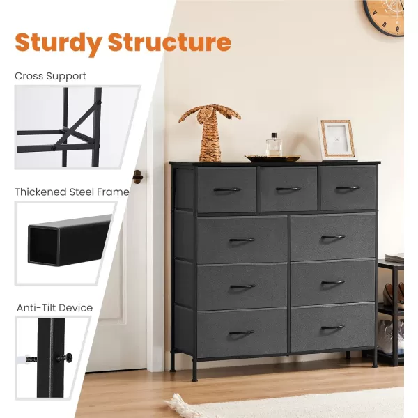 imageSweetcrispy Dresser Dresser for Bedroom Drawer Organizer Storage Drawers Fabric Storage Tower with 8 Drawers Chest of Drawers with Steel Frame Wood Top for Nursery Living Room ClosetGrey