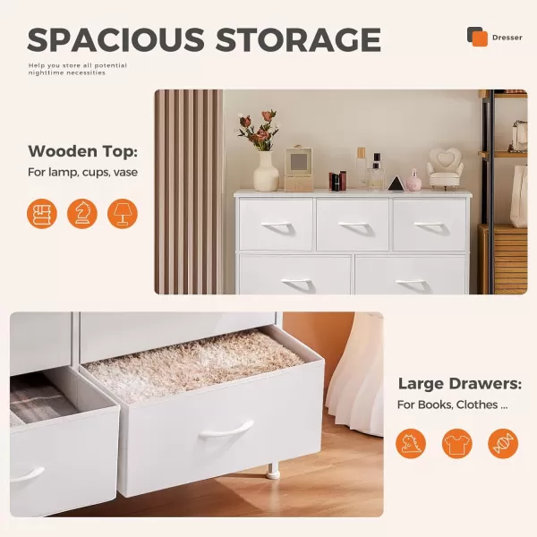 imageSweetcrispy Dresser Dresser for Bedroom Drawer Organizer Storage Drawers Fabric Storage Tower with 8 Drawers Chest of Drawers with Steel Frame Wood Top for Nursery Living Room ClosetWhite